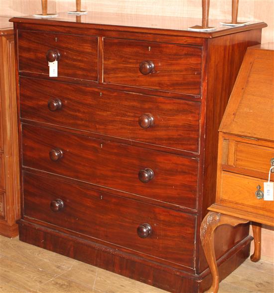 A Victorian mahogany five drawer chest W.106cm